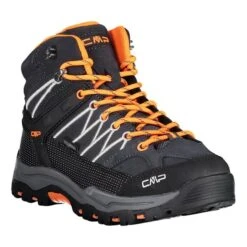 CMP Kids Rigel Mid WaterProof Boots Black Grey Orange Junior -Outdoor Equipment cmp 3q12944j 47ug 006