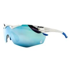 Sunglasses Eassun Avalon Matte White With Mirrored Blue Revo Lenses