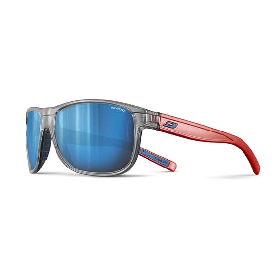 Julbo Renegade M Glasses Bright Translucent Grey Bright Red With Spectron 3 Polarised Lenses Blue 1 Julbo Renegade M Glasses Bright Translucent Grey Bright Red With Spectron 3 Polarised Lenses Blue