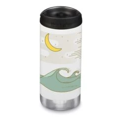 Klean Kanteen Insulated TKWide Mountain Coast Limited Edition Café Cap 355 Ml Bottle White Blue