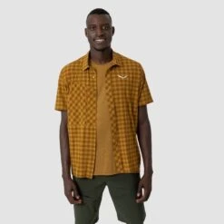 Salewa Puez Dry Short Sleeve Shirt Yellow -Outdoor Equipment sl 28627 7020 006
