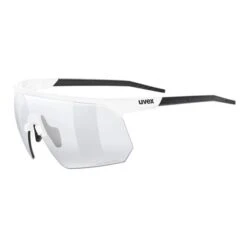 Uvex Pace One Variomatic Glasses Matte White Black With Silver Mirrored Photochromic Lens